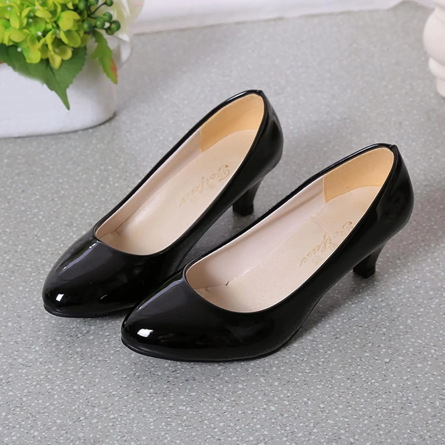 AMDBEL Ballet Flats Shoes for Women Dressy, Women's Slingback Leather Slingback Flats Pointed Toe Pumps Comfort Heeled Sandal