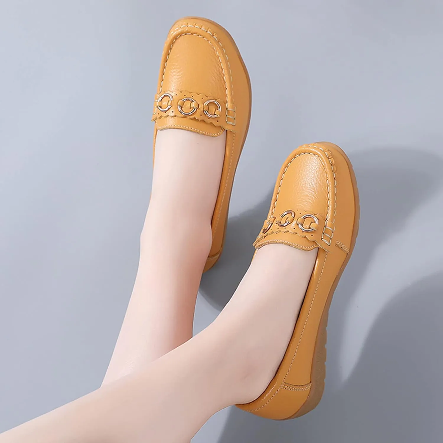 AMDBEL Leather Loafers for Women 2024, Womens Leather Loafers Classic Penny Loafers for Women Fashion Driving Moccasins Women