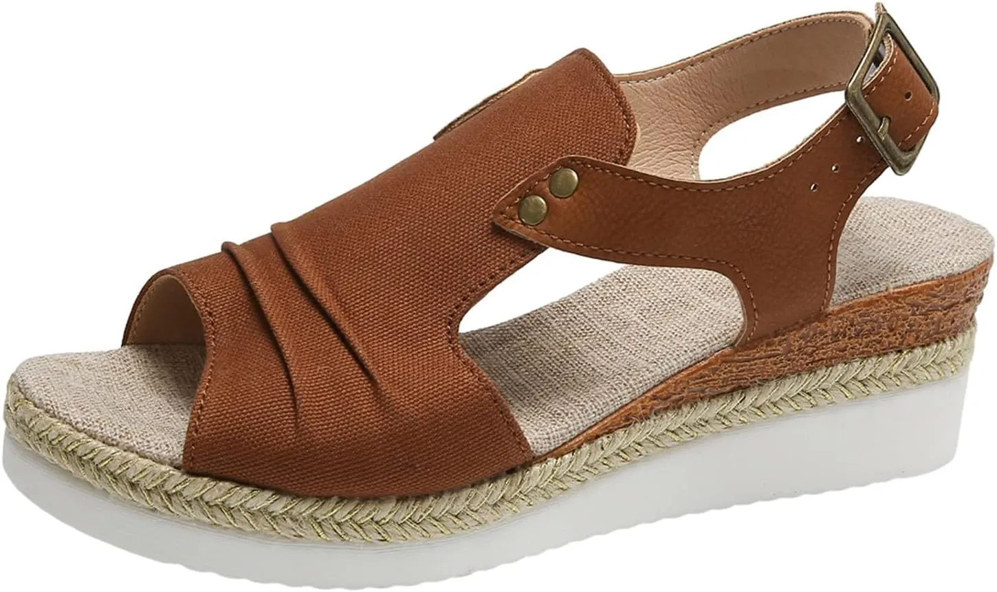 AMDBEL Wedge Sandals for Women Dressy Summer Platform Espadrilles Fish Mouth Sandals Comfy Ankle Strap Casual Sandals Shoes