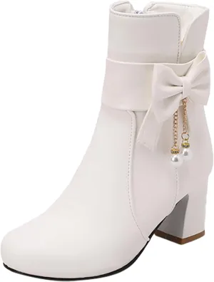 Ankle Boots for Women Chunky Heel Leather Fashion Comfortable Slip on Fall Winter Boots Side Zipper Wide Width Women's Booties Ladies Boots