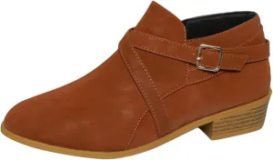 Ankle Boots for Women Low Heel Pointed Toe Leather Dressy Comfort Slip on Fall Winter Short Boots Side Zipper Wide Width Booties for Women Ladies Boots