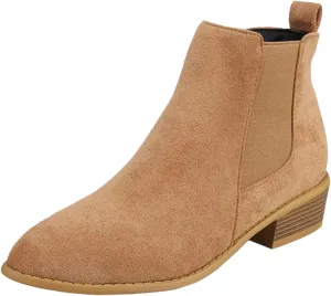 Ankle Boots for Women Side Zipper with Womens Pointed Toe Shoes Block Chunky Low Heel Chelsea Fashion Ankle Bootie