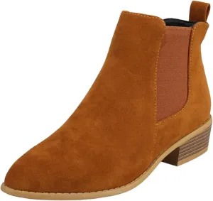 Ankle Boots for Women Side Zipper with Womens Pointed Toe Shoes Block Chunky Low Heel Chelsea Fashion Ankle Bootie