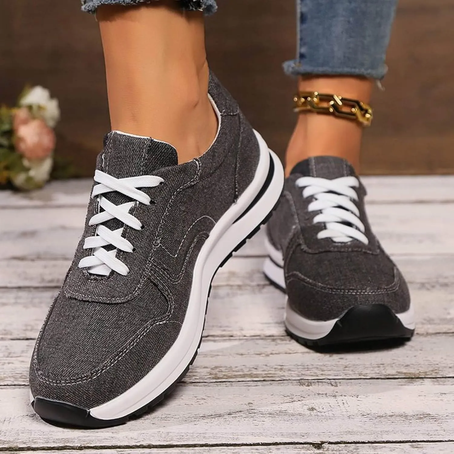 Arch Support Walking Shoes for Women Black Platform Shoes Casual Walking Shoes for Women Nursing Shoes for Women