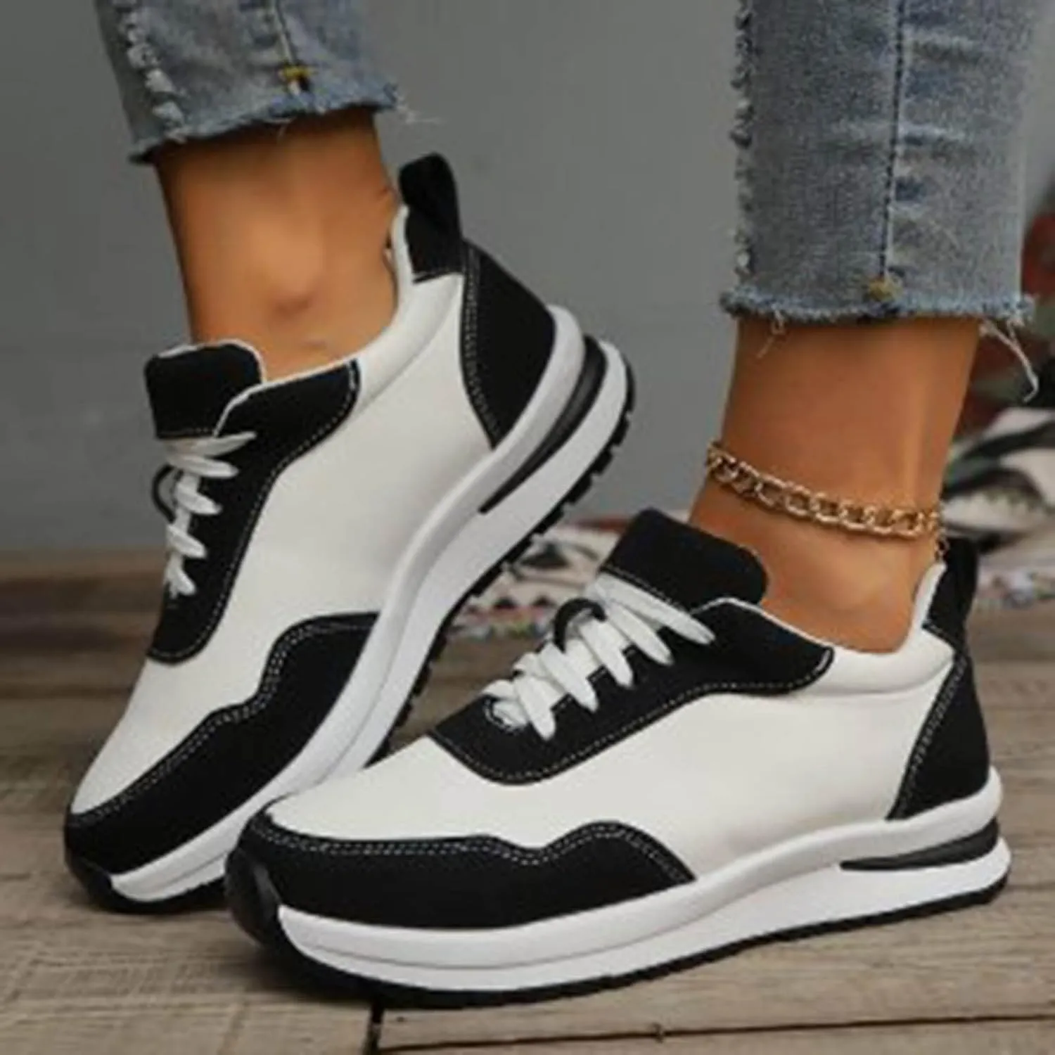 Arch Support Walking Shoes for Women Black Platform Shoes Casual Walking Shoes for Women Nursing Shoes for Women