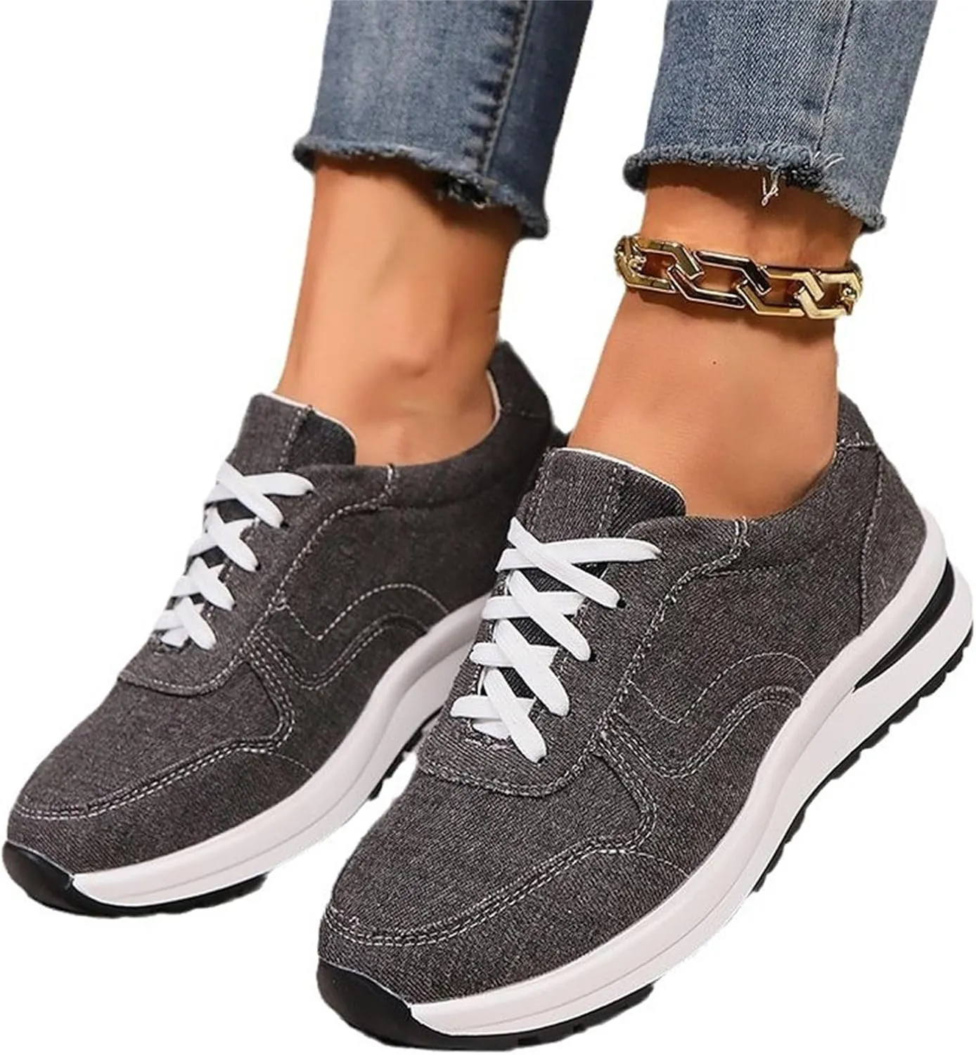 Arch Support Walking Shoes for Women Black Platform Shoes Casual Walking Shoes for Women Nursing Shoes for Women
