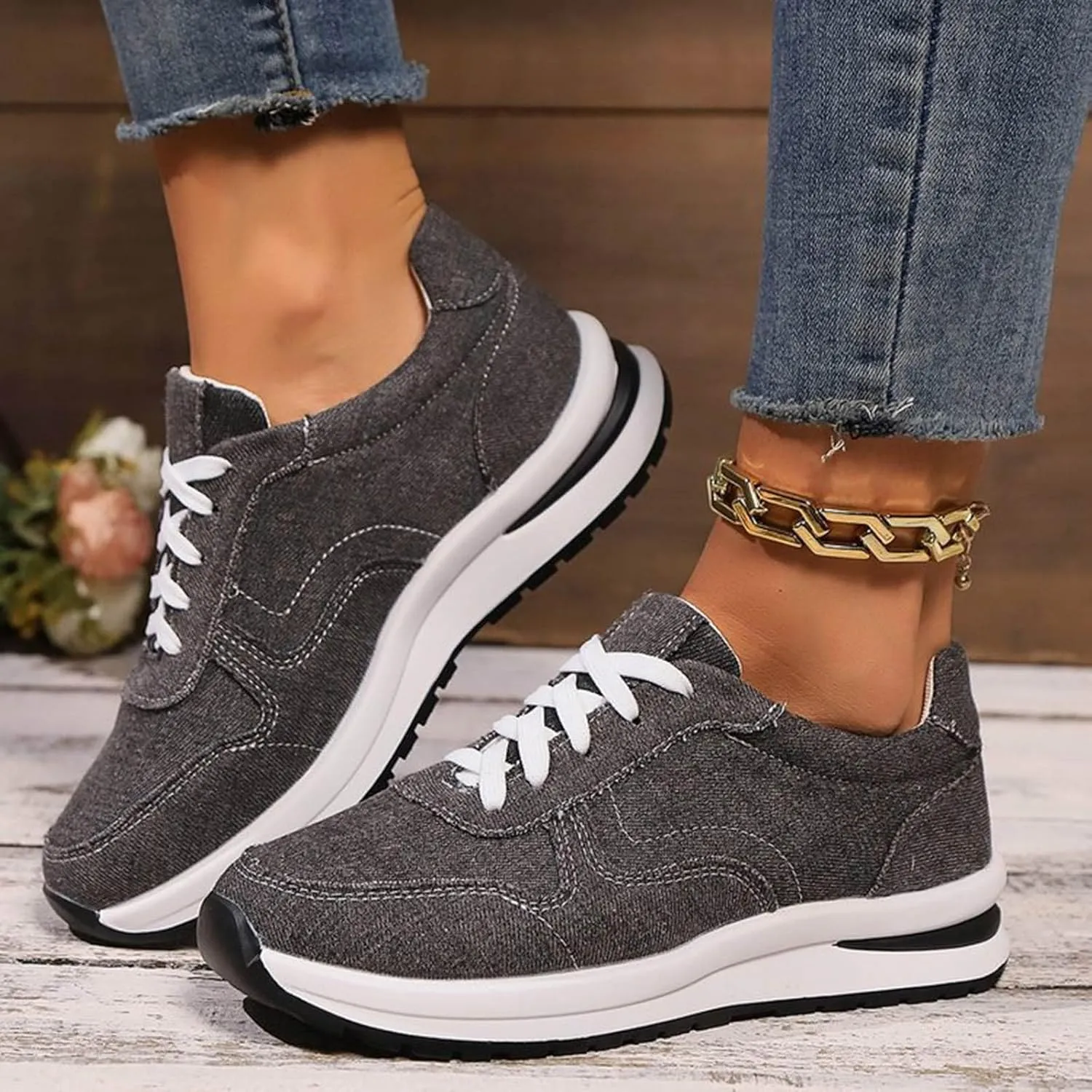 Arch Support Walking Shoes for Women Black Platform Shoes Casual Walking Shoes for Women Nursing Shoes for Women