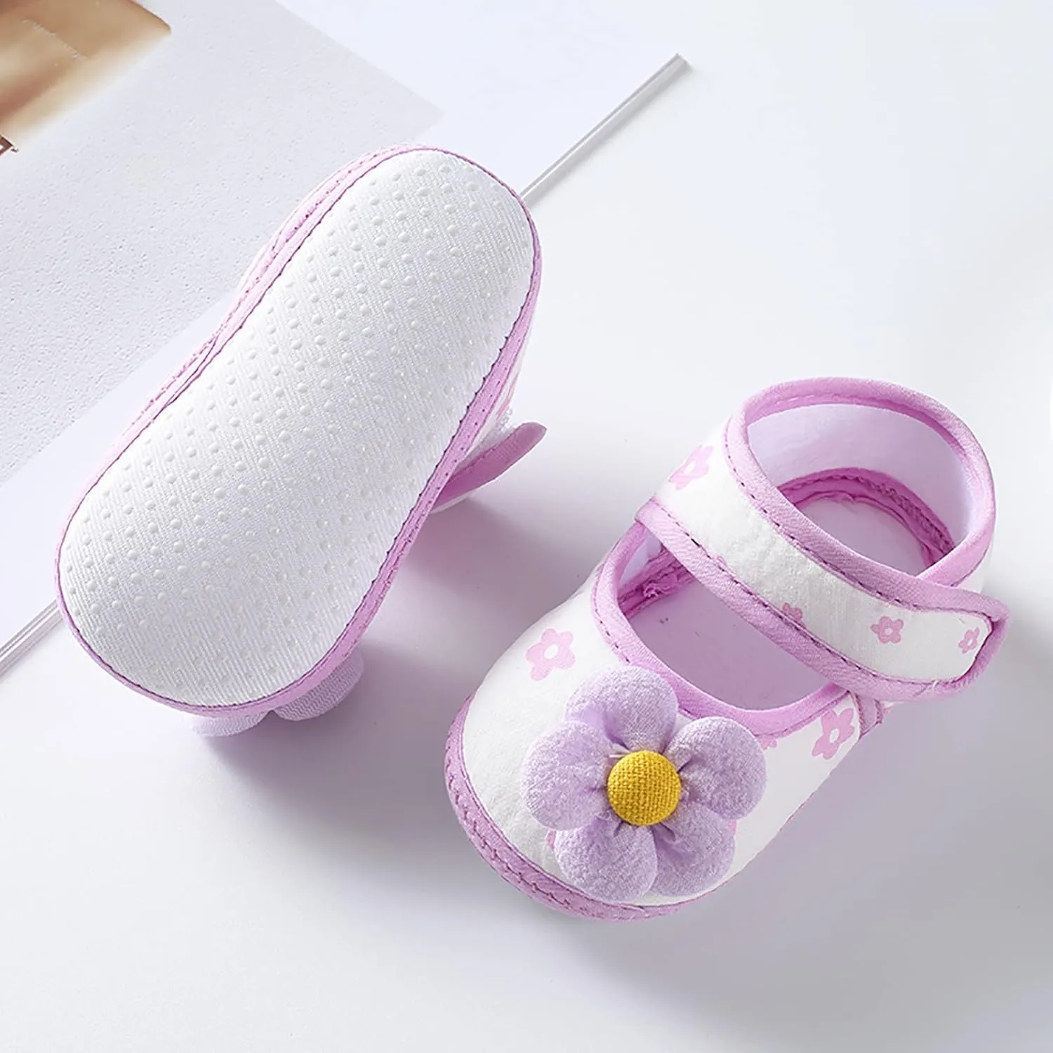 Baby Walking Shoes, 0-12 Months Newborn Baby Girls Soft First Walking Shoes Summer Cute Flowers Flat Sandals Slipper