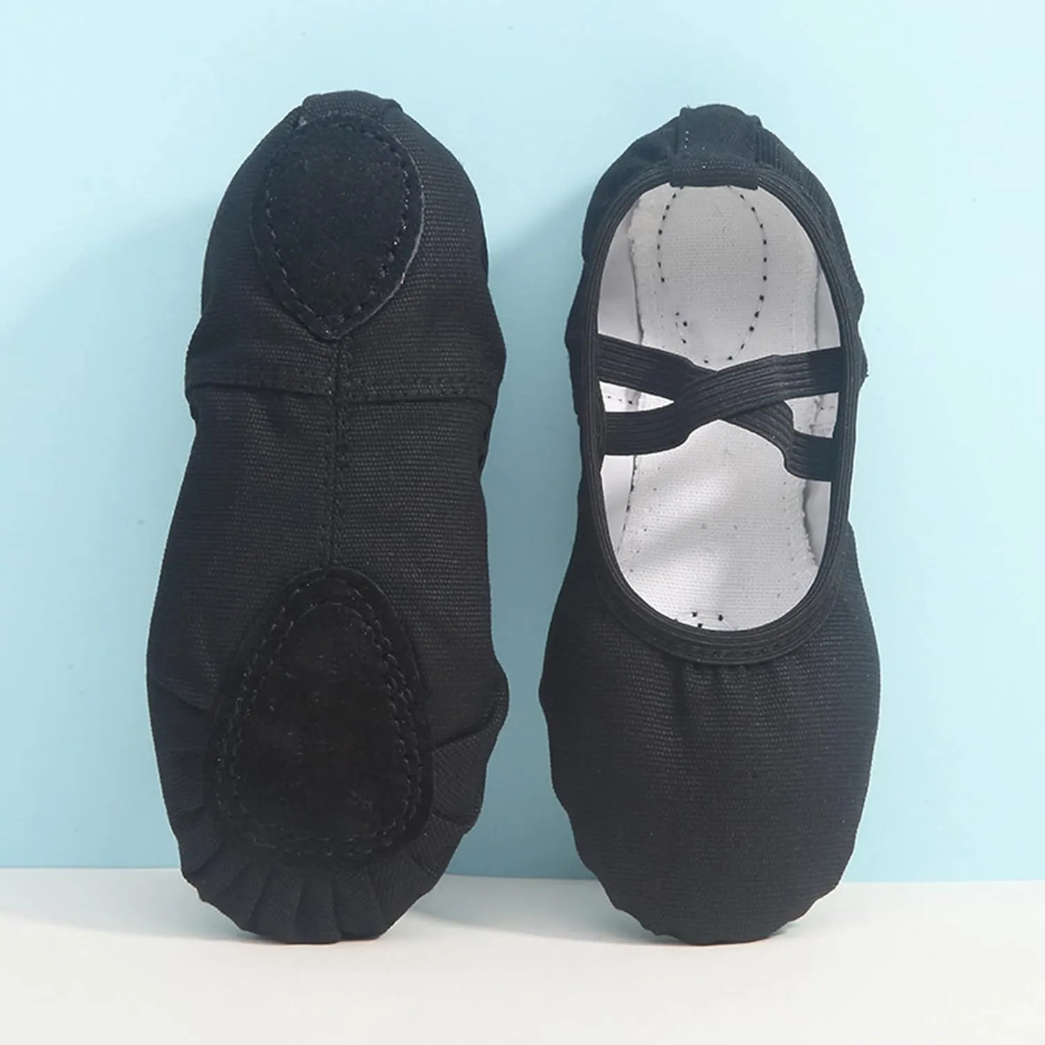 Ballet Shoes for Girls, Satin Elastic Dance Practice Slippers Split Soft Leather Flat Sole Yoga Gymnastics Shoes