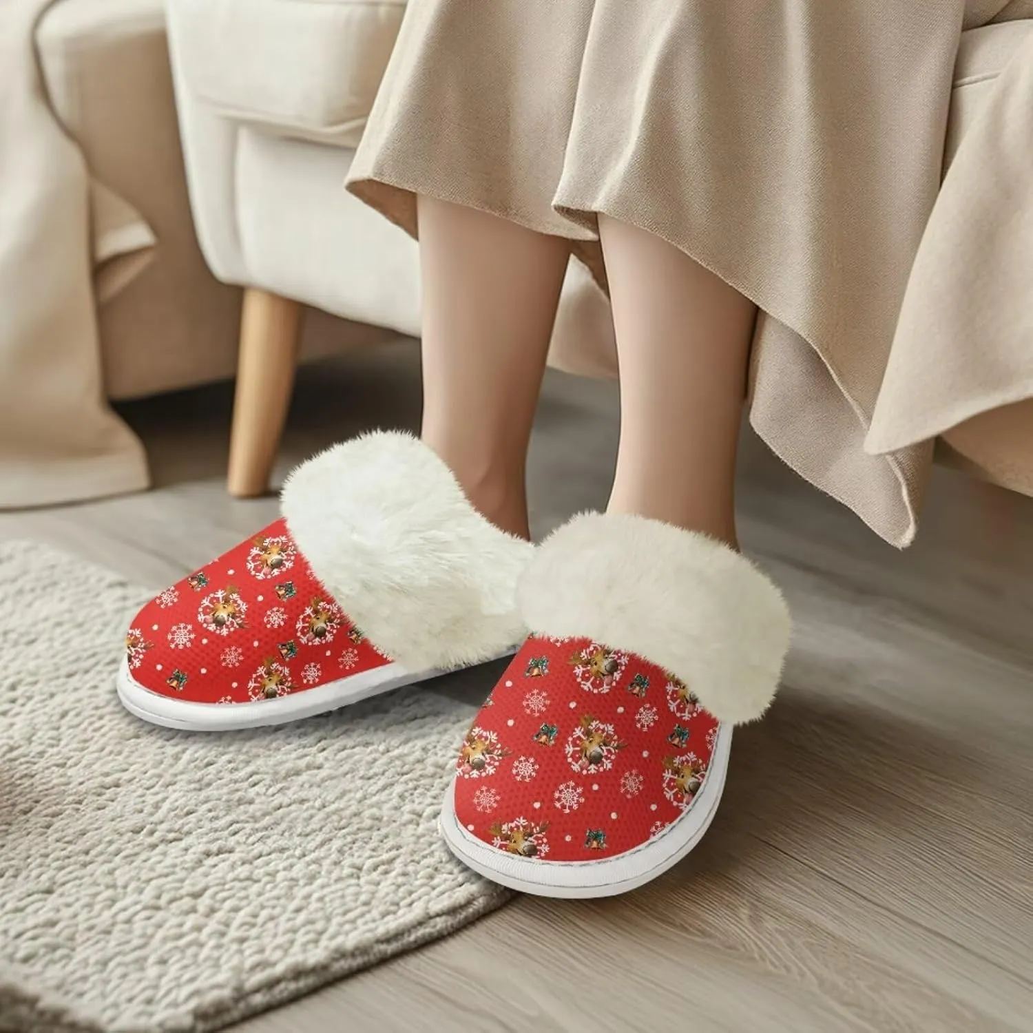Bedroom Slippers Women Fluffy Slippers Plush Slippers Warm Bedroom Slippers Faux Fur Slippers Cozy Indoor Slippers