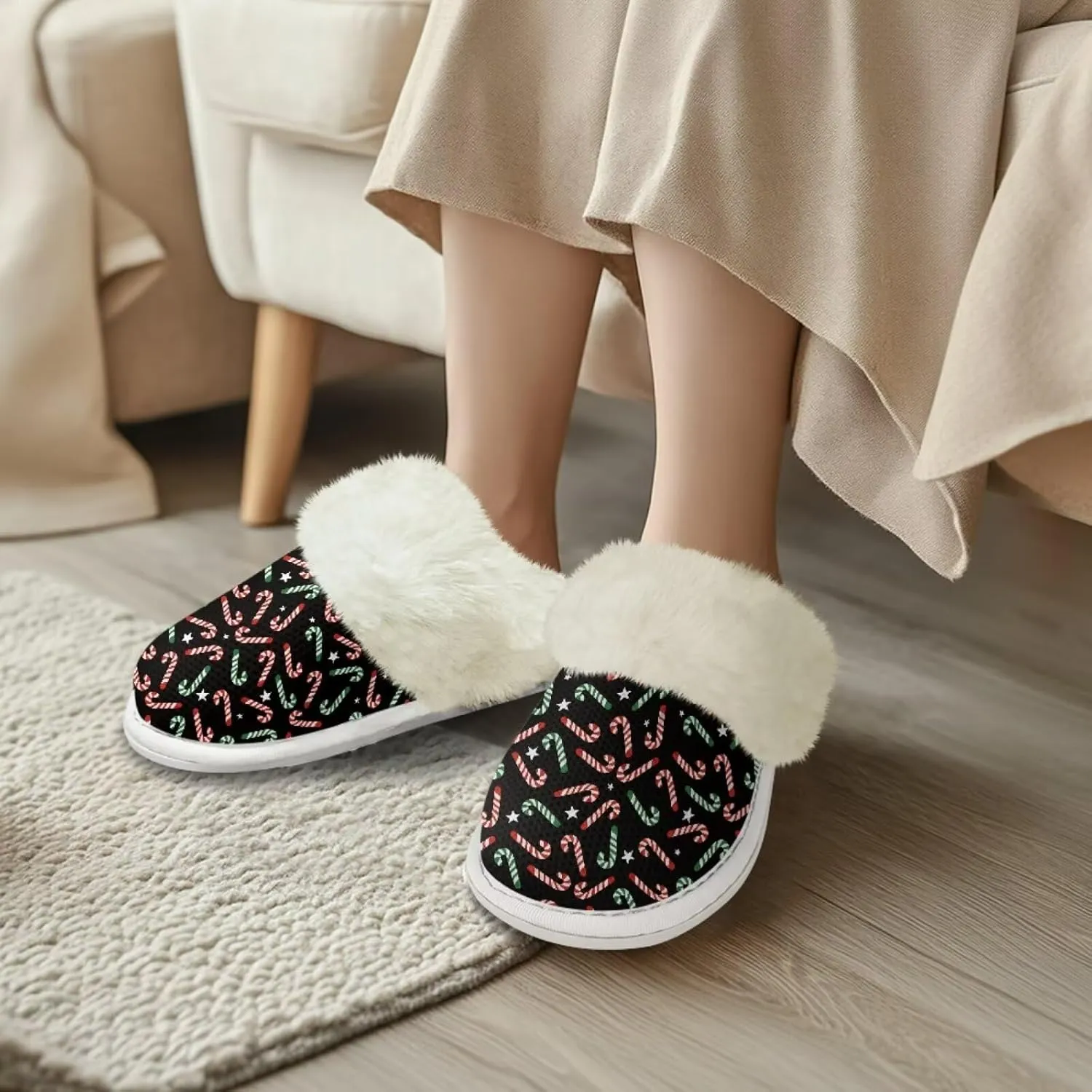 Bedroom Slippers Women Fluffy Slippers Plush Slippers Warm Bedroom Slippers Faux Fur Slippers Cozy Indoor Slippers