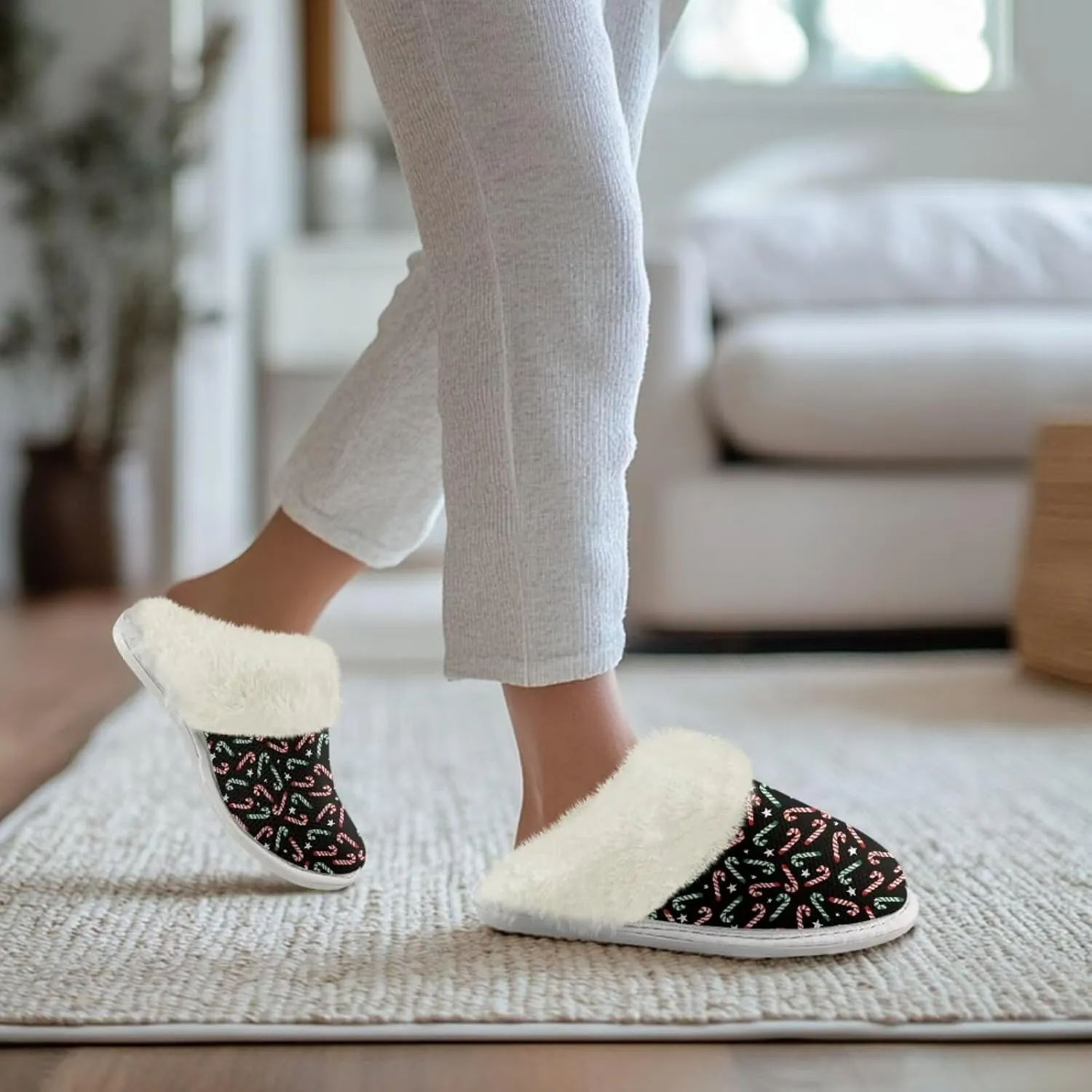 Bedroom Slippers Women Fluffy Slippers Plush Slippers Warm Bedroom Slippers Faux Fur Slippers Cozy Indoor Slippers