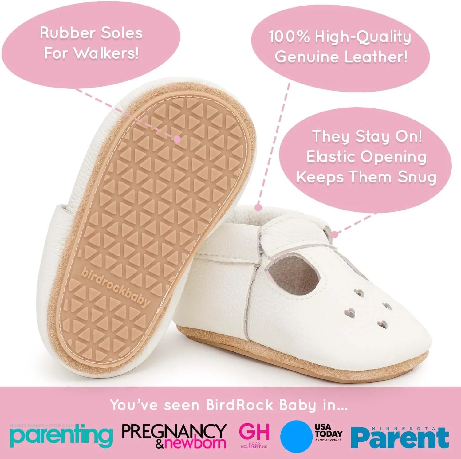 BirdRock Baby Hard Sole Mary Janes - Genuine Leather Shoes for Toddler Girls