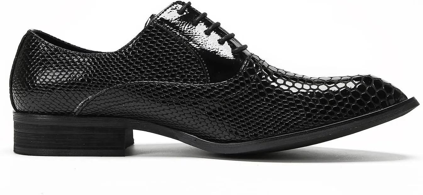 Black Dress Shoes Men Wingtip Oxfords Formal Dress Leather Derby Casual Wedding Prom Shoes Fashion Business Tuxedo Shoes for Men