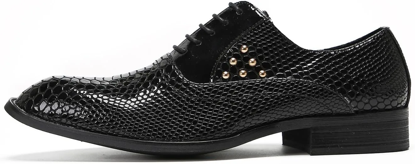 Black Dress Shoes Men Wingtip Oxfords Formal Dress Leather Derby Casual Wedding Prom Shoes Fashion Business Tuxedo Shoes for Men