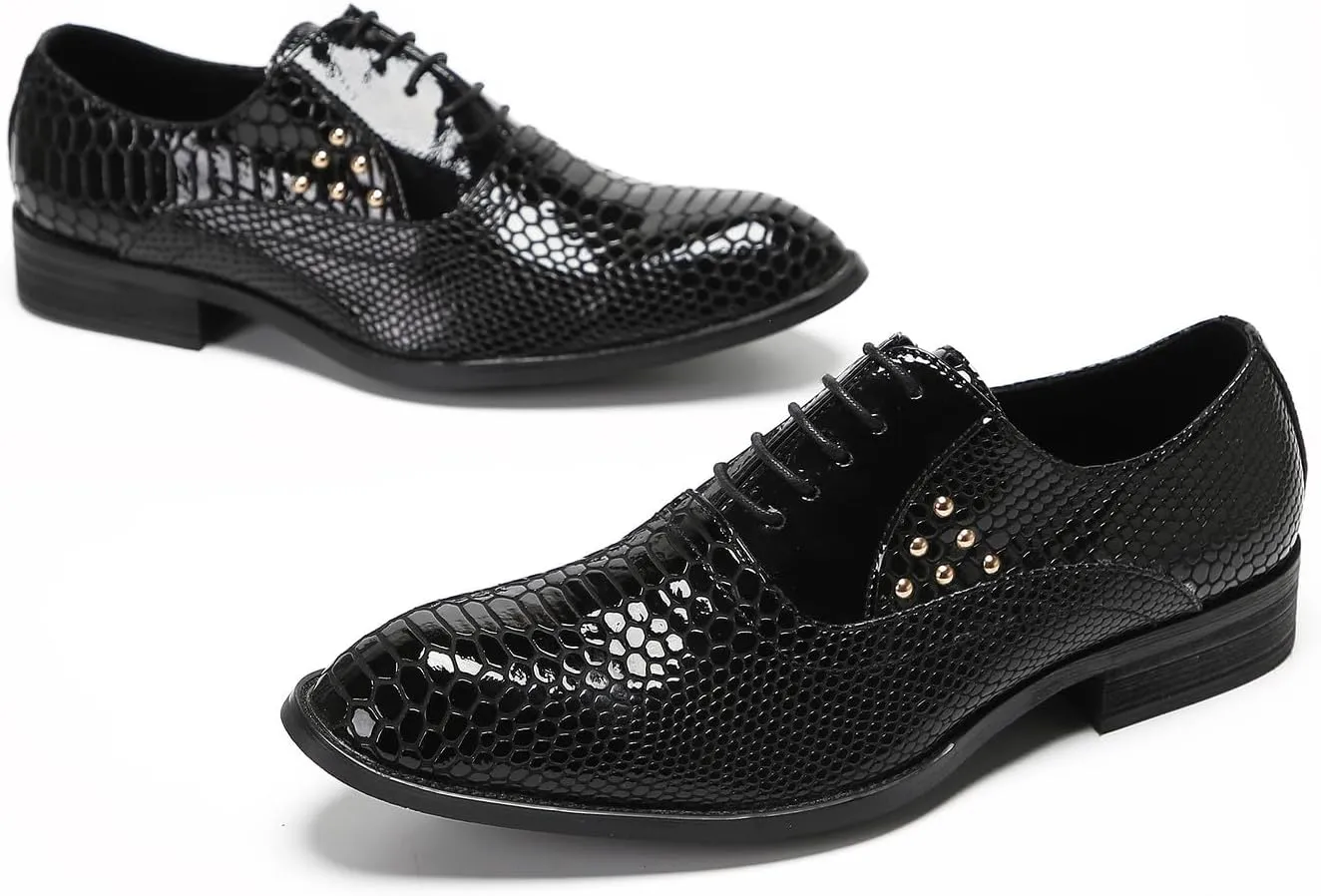 Black Dress Shoes Men Wingtip Oxfords Formal Dress Leather Derby Casual Wedding Prom Shoes Fashion Business Tuxedo Shoes for Men