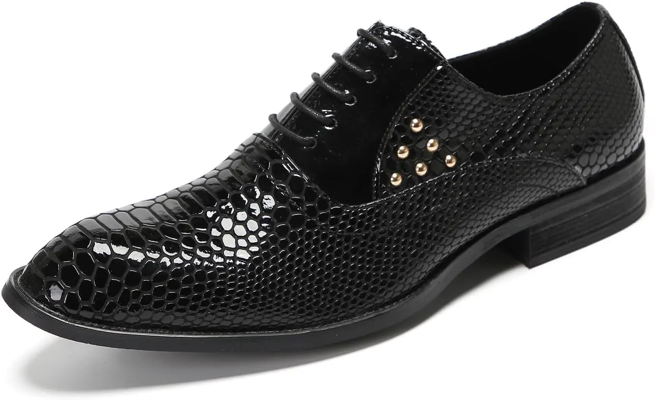 Black Dress Shoes Men Wingtip Oxfords Formal Dress Leather Derby Casual Wedding Prom Shoes Fashion Business Tuxedo Shoes for Men
