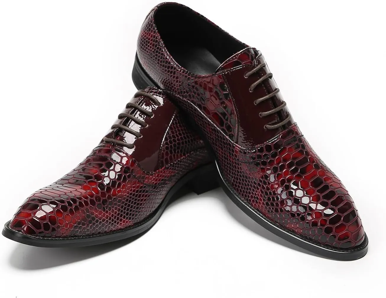 Black Dress Shoes Men Wingtip Oxfords Formal Dress Leather Derby Casual Wedding Prom Shoes Fashion Business Tuxedo Shoes for Men