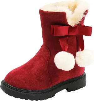 Boots for Girls Winter Low Heels Snow Boots Tassel Sequin Mid Calf Little Kids Big Kids Cowgirl Boots Riding Shoes