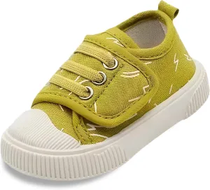 Boys Girls Sneakers Kids Cushioned Canvas Shoes Hook and Loops Walking Shoes for Toddler/Little Kid