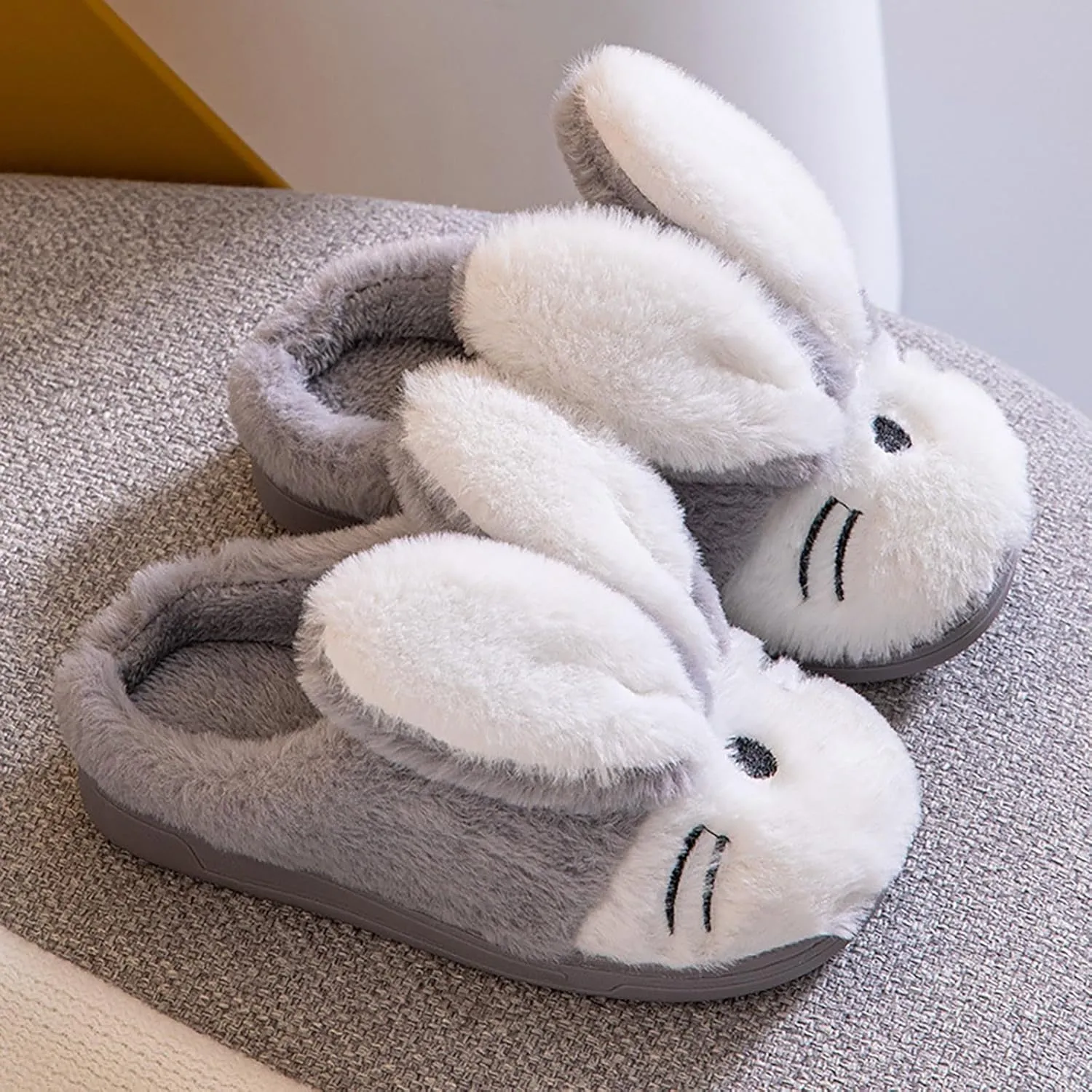 Bunny Slippers for Kids Fuzzy Indoor Outdoor Bedroom House Flat Shoes Baby Girls Boys Winter Plush Furry House Shoes