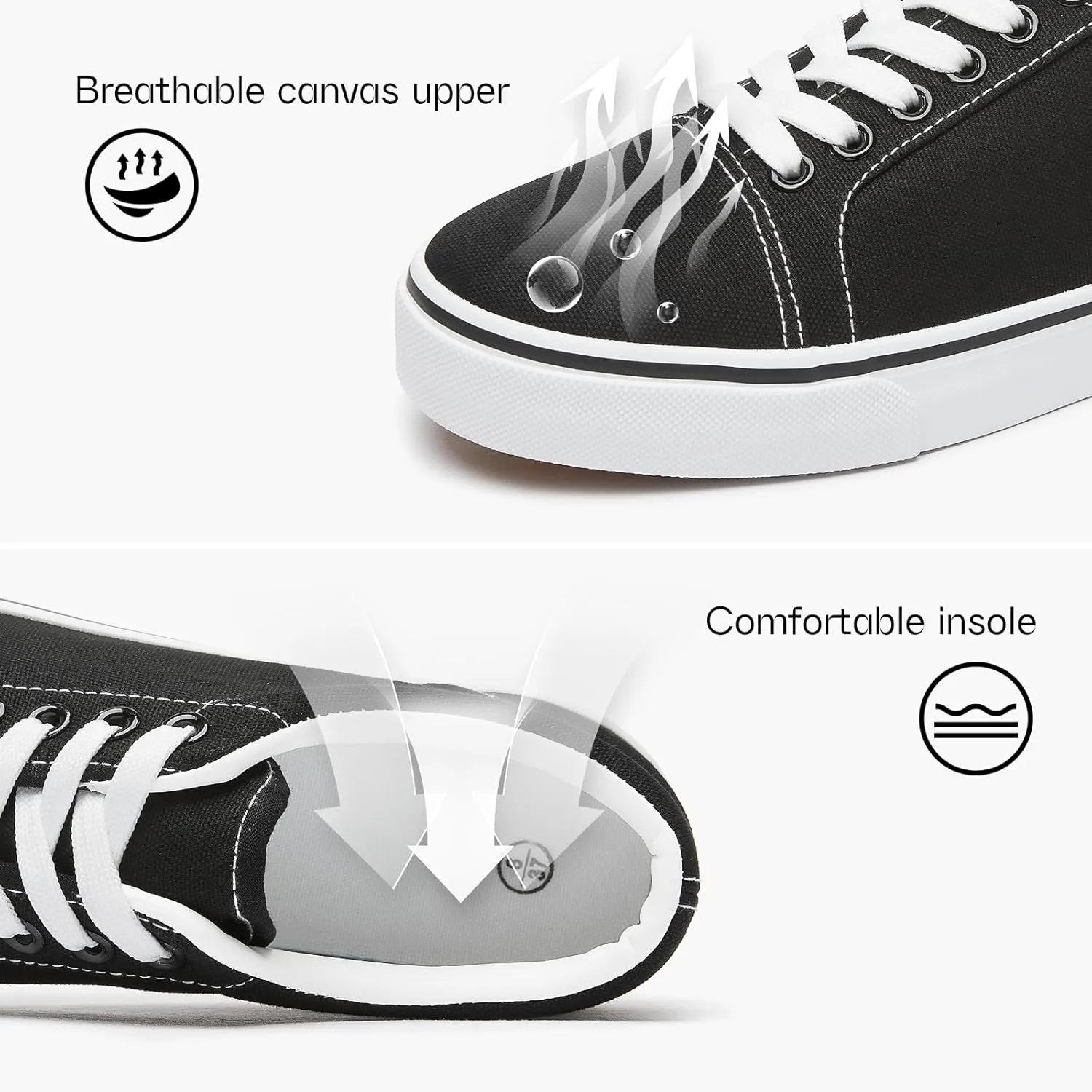 Canvas Shoes for Women White Canvas Sneakers Womens Casual Shoes Low Top Black Sneakers Comfortable Tennis Shoes