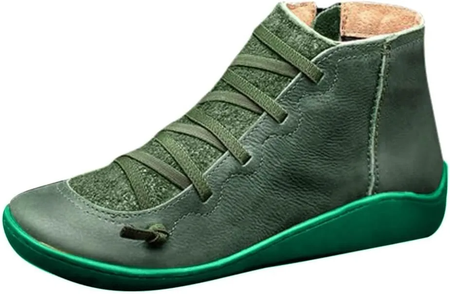 Cathalem Ankle Boots for Women, Boots for Women Orthopedic Ankle Boots Arch Support Leather Comfortable Side Zip Booties