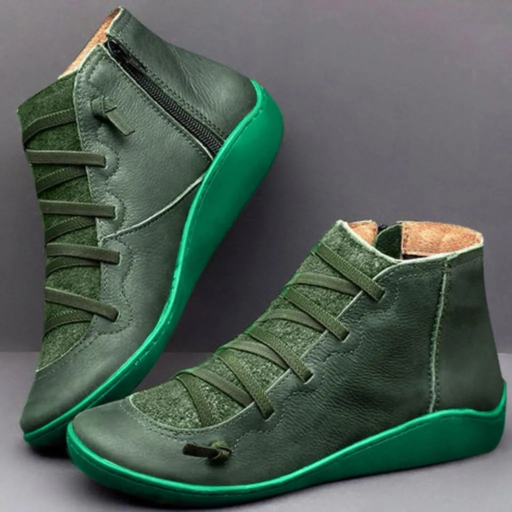 Cathalem Ankle Boots for Women, Boots for Women Orthopedic Ankle Boots Arch Support Leather Comfortable Side Zip Booties