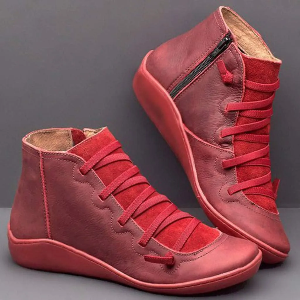Cathalem Ankle Boots for Women, Boots for Women Orthopedic Ankle Boots Arch Support Leather Comfortable Side Zip Booties
