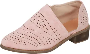 Cathalem Ankle Boots for Women Cut Out Slip On Low Heel Short Chunky Stacked Heel Perforated Side V Cut Western Booties