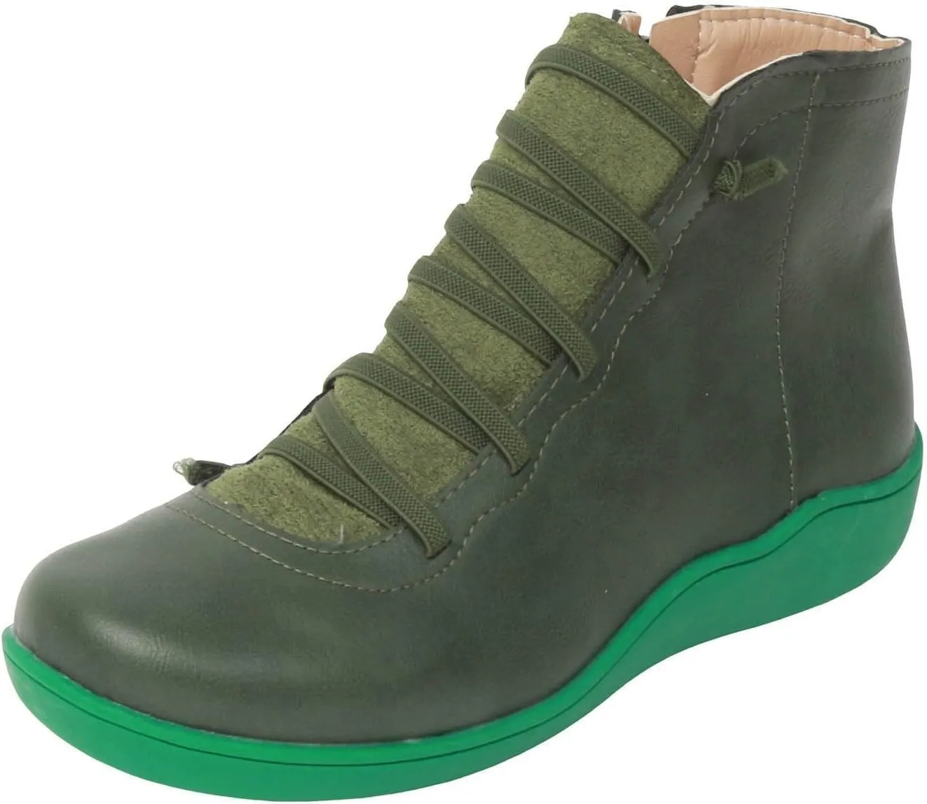 Cathalem Ankle Boots for Women Premium Orthopedic Boots Arch Support Leather Comfortable Side Zip Wedge Booties