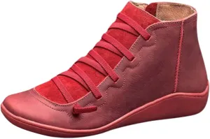 Cathalem Boots for Women 2024, Premium Orthopedic Ankle Boots Arch Support Leather Comfortable Side Zip Wedge Booties