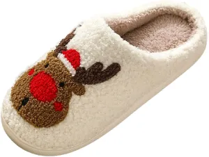Cathalem Christmas Slippers for Women Men Memory Foam Slippers for Women Warm House Slippers for Woman Cozy Fuzzy Bedroom Home Shoes for Indoor
