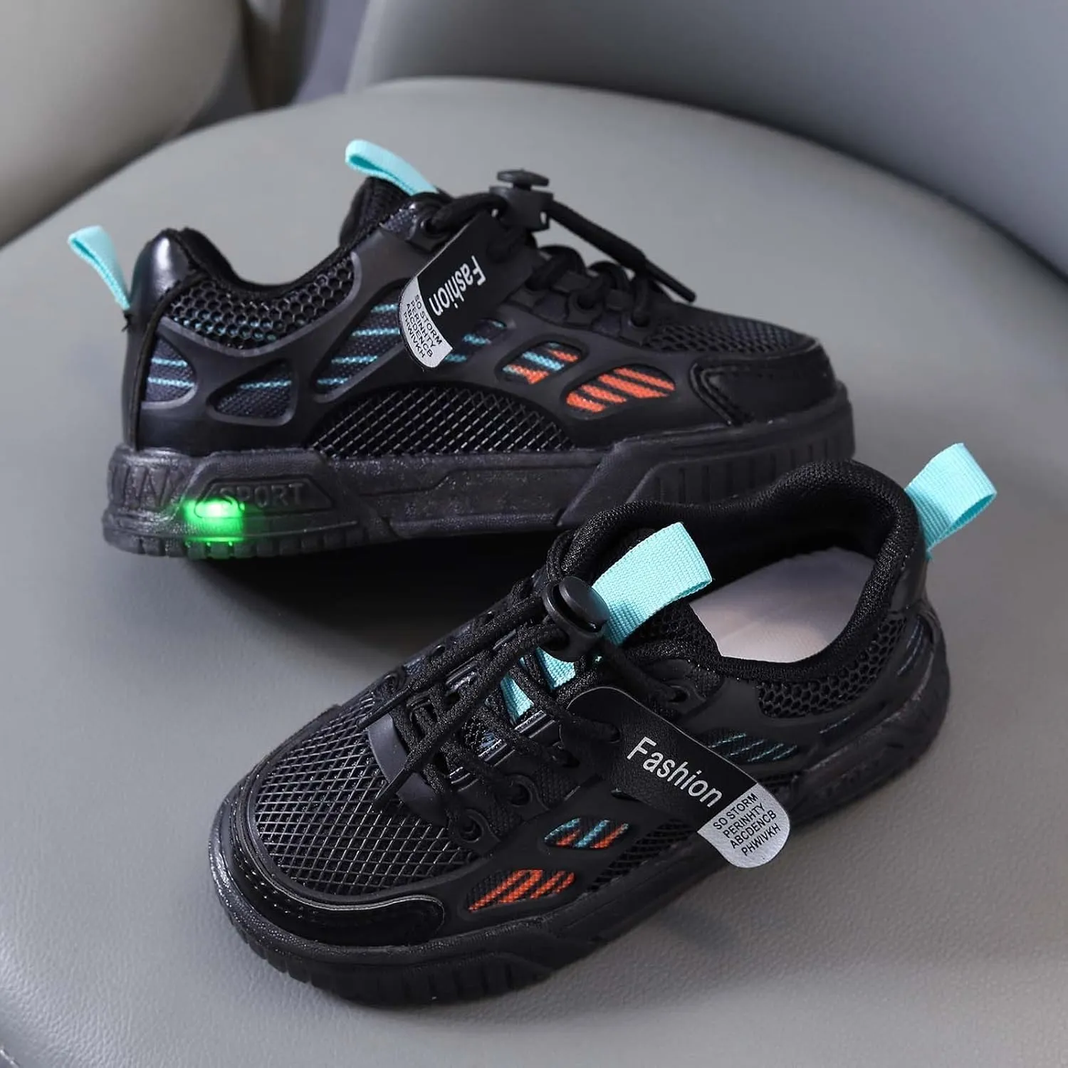 Cathalem Sneakers for Girls Tennis Shoes LED Light Up Lightweight Sneakers Kids Sports Shoes Lace-up Running Walking Shoes