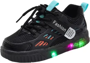 Cathalem Sneakers for Girls Tennis Shoes LED Light Up Lightweight Sneakers Kids Sports Shoes Lace-up Running Walking Shoes