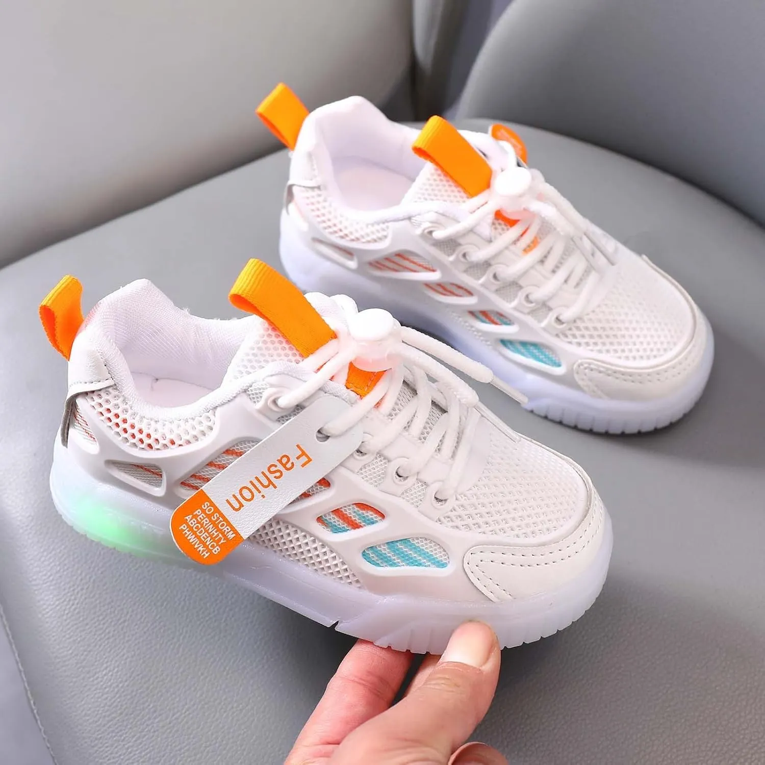 Cathalem Sneakers for Girls Tennis Shoes LED Light Up Lightweight Sneakers Kids Sports Shoes Lace-up Running Walking Shoes
