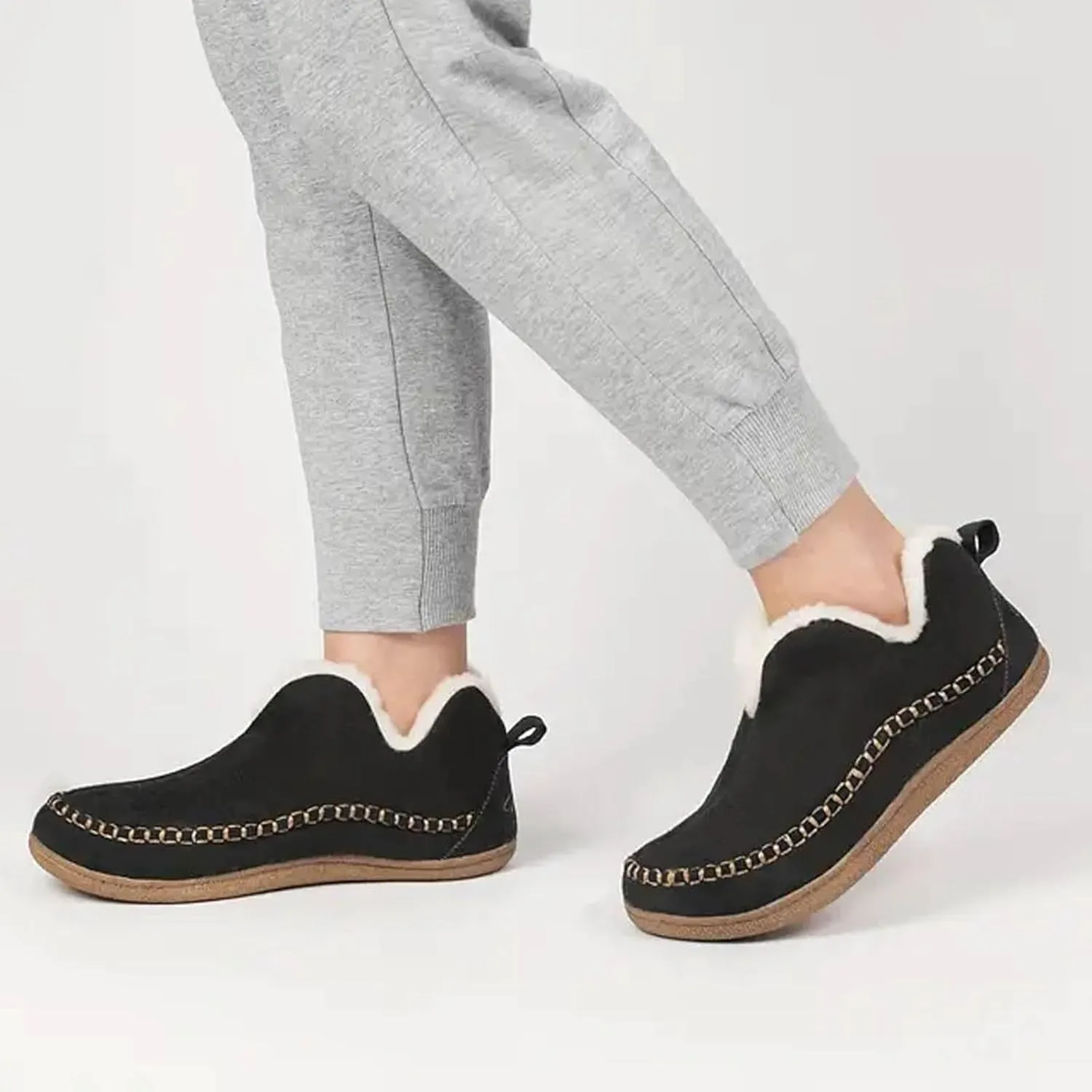 Cathalem Snow Boots for Women Winter Warm Booties Fur Lined Anti-Slip Ankle Boots Outdoor Slip On Booties Comfortable Warm Shoes