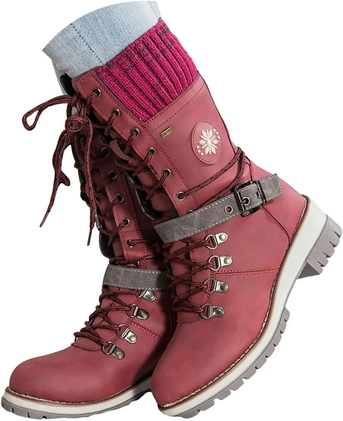 Cathalem Waterproof Winter Snow Boots for Women Insulated-Warm Fur-Lined Booties Lightweight Comfortable Casual Boots Cushion Outdoor Walking Boots Slip-Resistant Anti-Slip Leather Boots