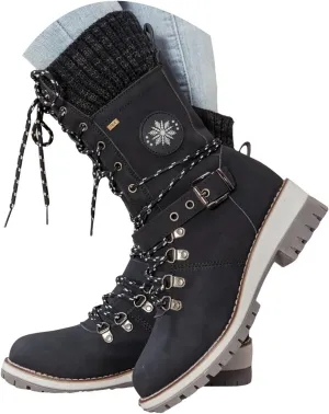Cathalem Waterproof Winter Snow Boots for Women Insulated-Warm Fur-Lined Booties Lightweight Comfortable Casual Boots Cushion Outdoor Walking Boots Slip-Resistant Anti-Slip Leather Boots