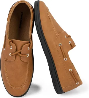 CHIN·MOON Men's Penny Loafers Slip-Ons Casual Boat Driving Walking Shoes Waterproof PU Footwear