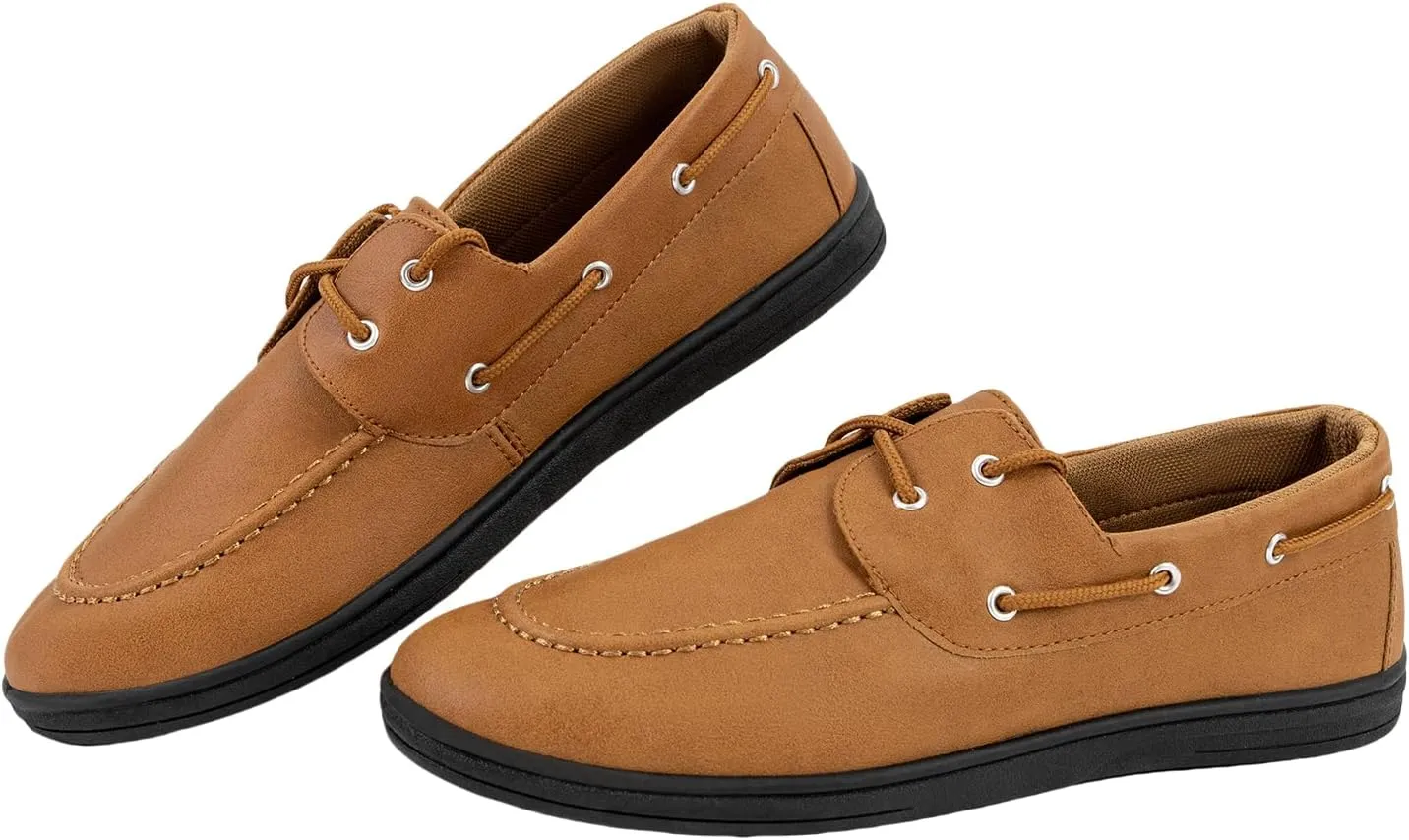 CHIN·MOON Men's Penny Loafers Slip-Ons Casual Boat Driving Walking Shoes Waterproof PU Footwear