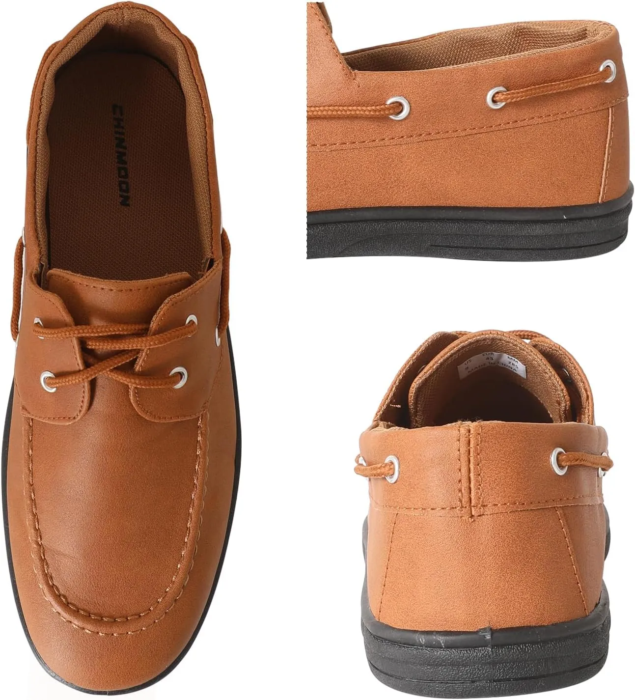 CHIN·MOON Men's Penny Loafers Slip-Ons Casual Boat Driving Walking Shoes Waterproof PU Footwear