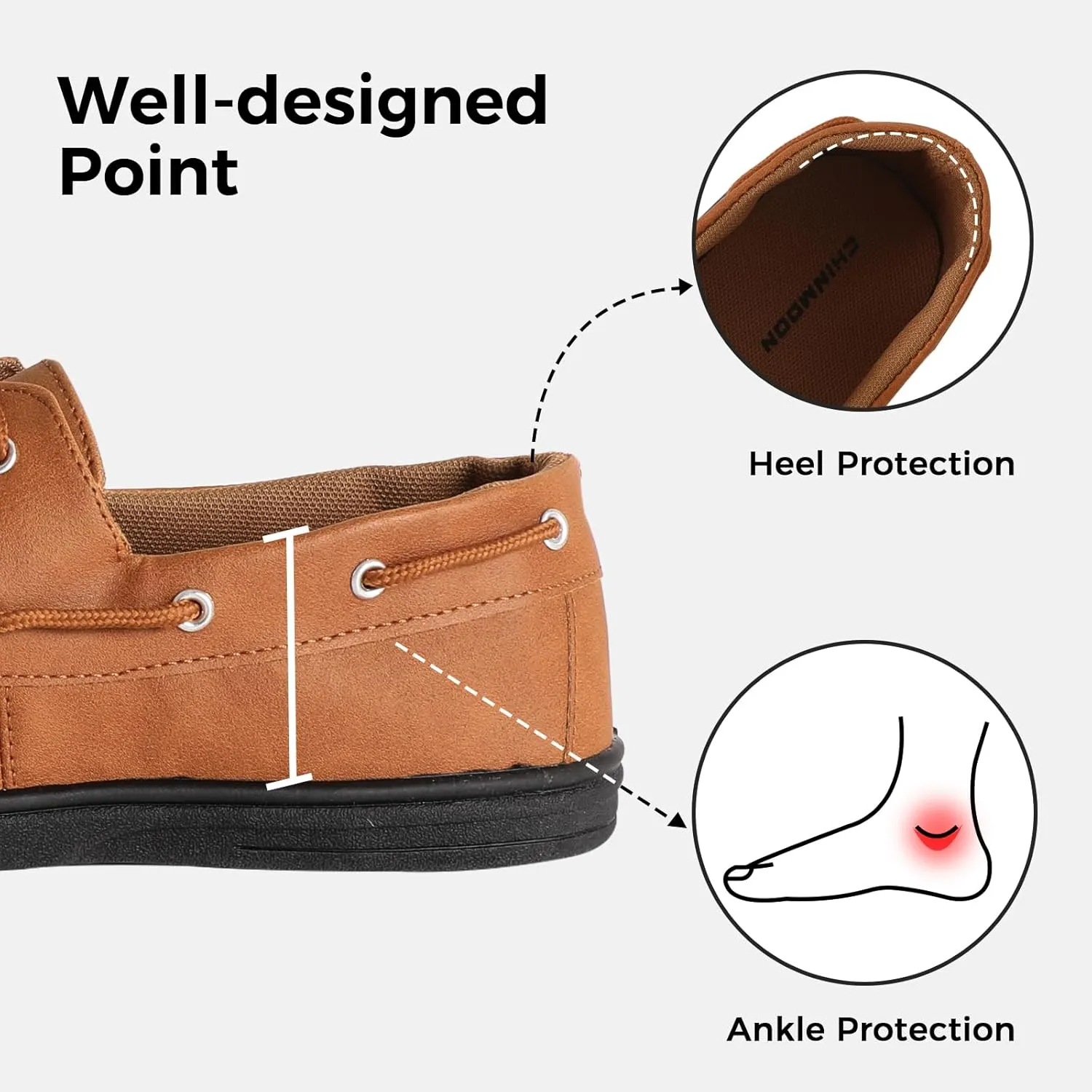 CHIN·MOON Men's Penny Loafers Slip-Ons Casual Boat Driving Walking Shoes Waterproof PU Footwear