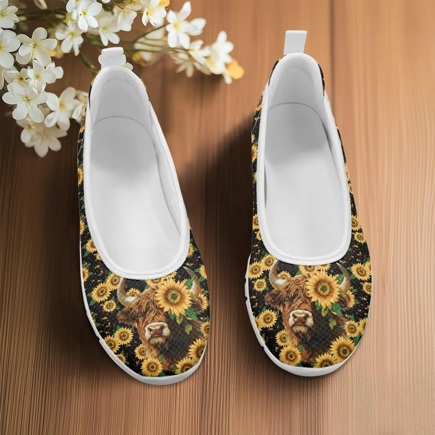 Coloranimal Loafers for Women Slip On Walking Shoes Mesh Flats Womens Loafers Athletic Shoes Comfort Walking Shoes Causal Flats