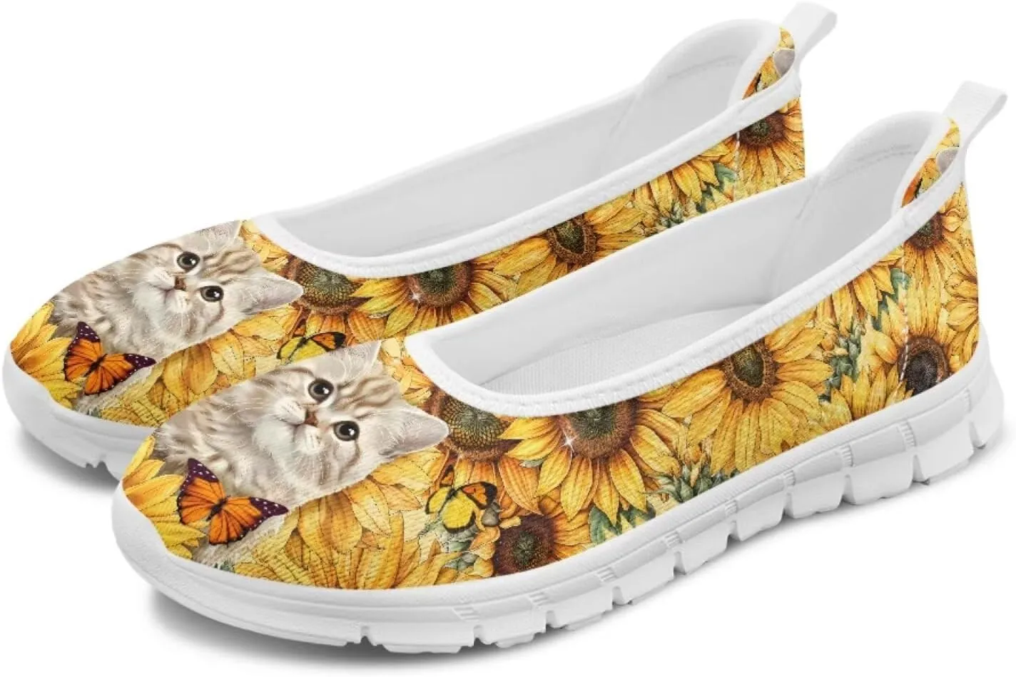 Coloranimal Loafers for Women Slip On Walking Shoes Mesh Flats Womens Loafers Athletic Shoes Comfort Walking Shoes Causal Flats