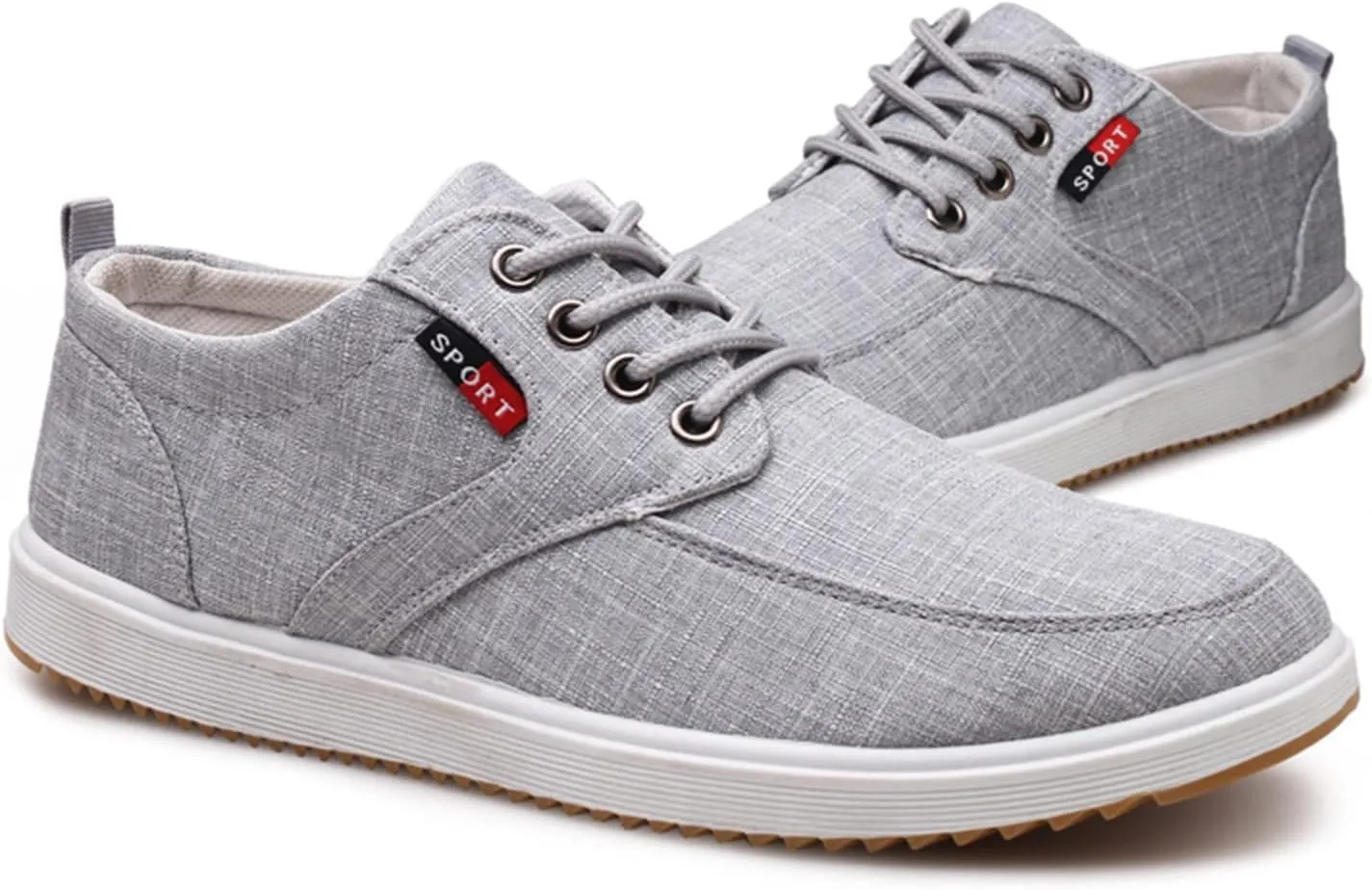 CsgrFagr Men Shoes Fashion Canvas Shoes High Soled Men Canvas Shoes Sports Casual Shoes for Men Sneaker for Men Wide (Grey, 45)