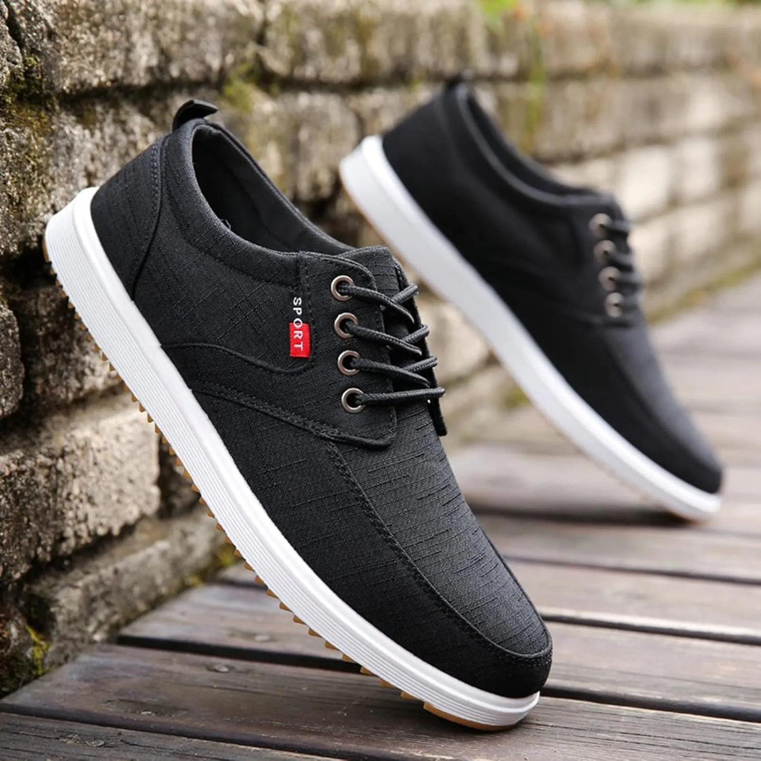 CsgrFagr Men Shoes Fashion Canvas Shoes High Soled Men Canvas Shoes Sports Casual Shoes Men's Club C 85 Fashion Sneaker (Black, 45)