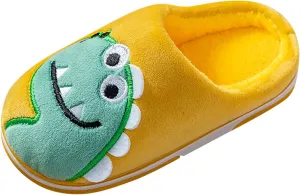 Cute Dinosaur Fuzzy Slippers for Boys Girls Kids Memory Foam Soft Sole Flat Shoes Toddler Cotton Cozy Indoor Slipper