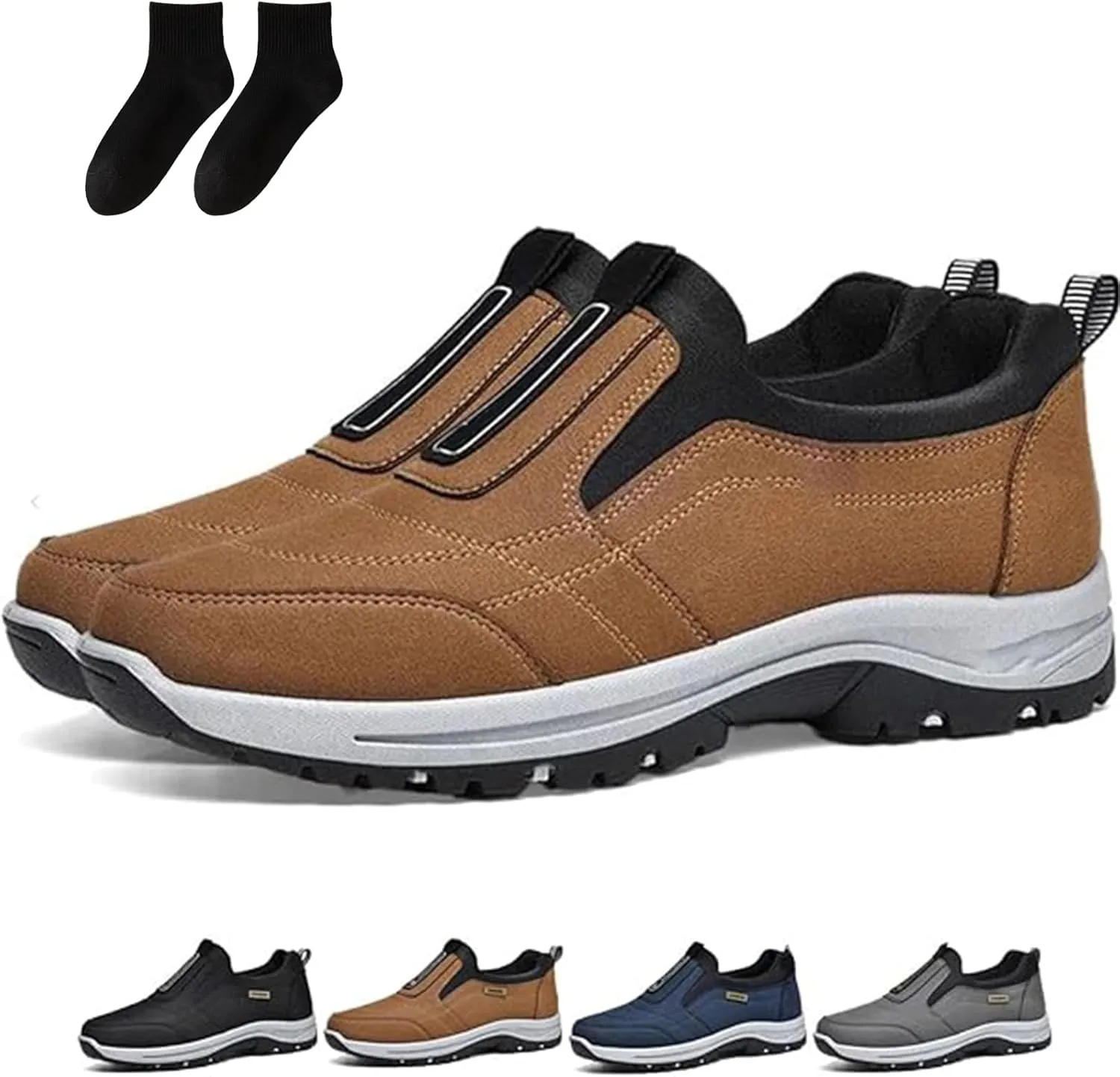 Daladder Walking Shoes, Daladder Orthopedic Shoes, Men's Comfortable Boots Waterproof Breathable Orthopedic Walking Shoes Hiking Motorcycle Shoes, Black