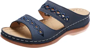 Eduavar Womens Wedge Sandals, Orthopedic Sandals for Women Retro Sandals Open Toe Anti-Slip Comfy Walking Sandals